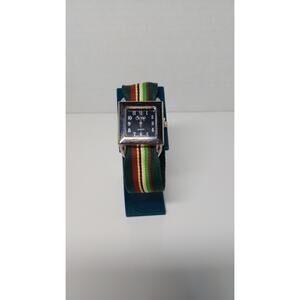 Swap Women's Watch Tested Fabric Snap Band Black Dial and Silver Toned Case